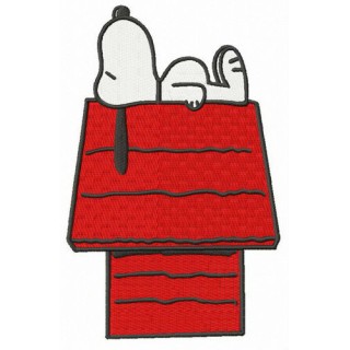 Snoopy sleeping on chimney embroidery design - Embroidery Design