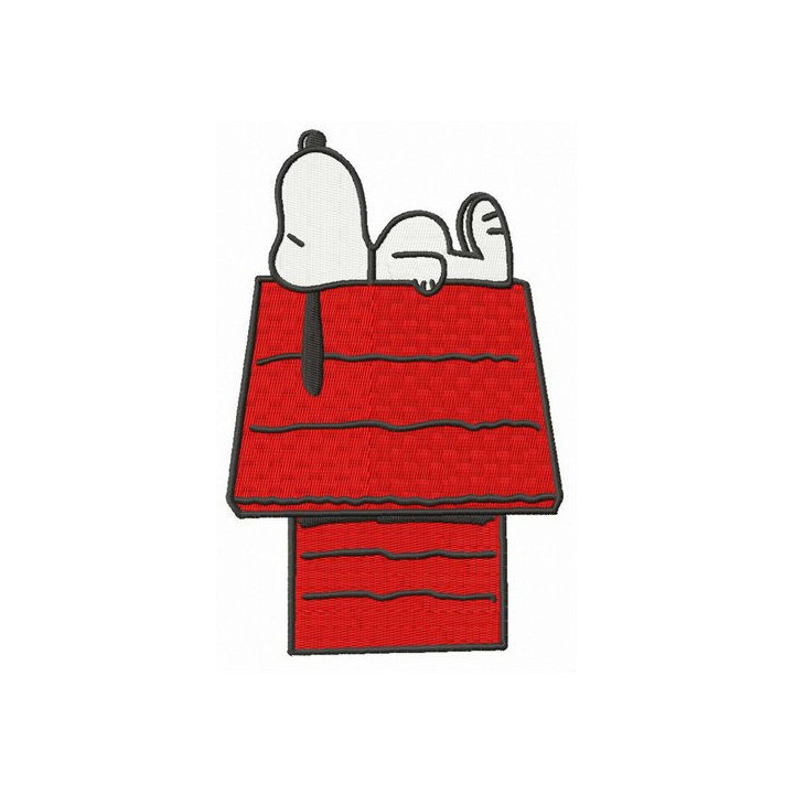 Snoopy sleeping on chimney embroidery design - Embroidery Design