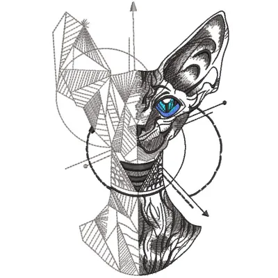 Embroidery design preview of a cute cat drawing, showcasing the stitching pattern for crafting unique projects.