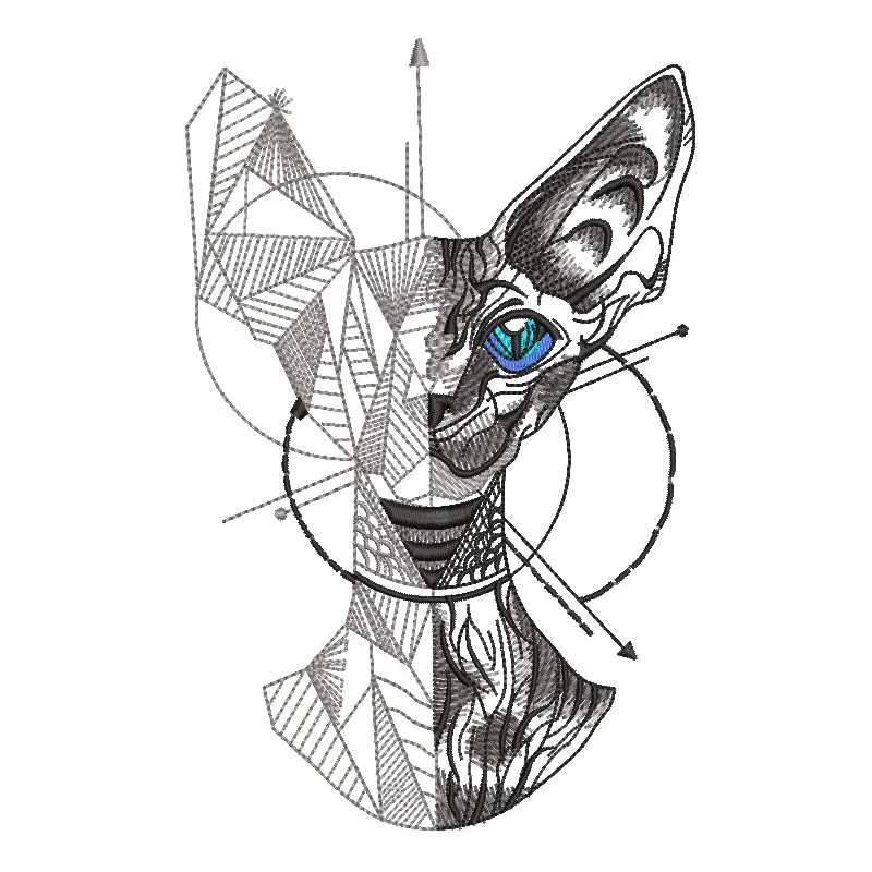 Embroidery design preview of a cute cat drawing, showcasing the stitching pattern for crafting unique projects.