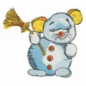 Snowmouse embroidery design featuring a cute mouse in winter attire, perfect for stitching on t-shirts and blankets.