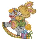 Preview of the My Dapple Gray Rocking Horse embroidery design, showcasing intricate stitching for charming creations.