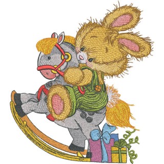 My dapple gray rocking horse embroidery design - Embroidery Design