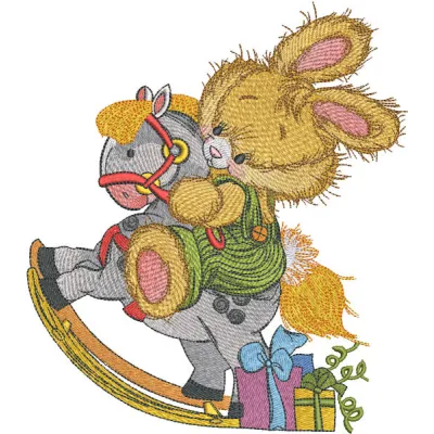 Preview of the My Dapple Gray Rocking Horse embroidery design, showcasing intricate stitching for charming creations.