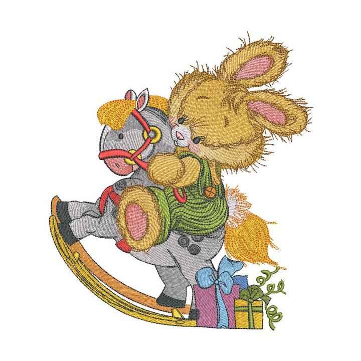 My dapple gray rocking horse embroidery design - Embroidery Design