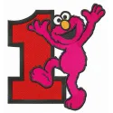 Happy Elmo number 1 embroidery design from Sesame Street, showcasing a playful character for fun stitching projects.