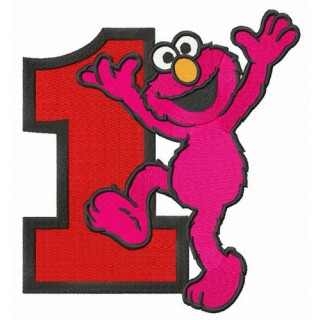 Happy Elmo number 1 embroidery design - Embroidery Design