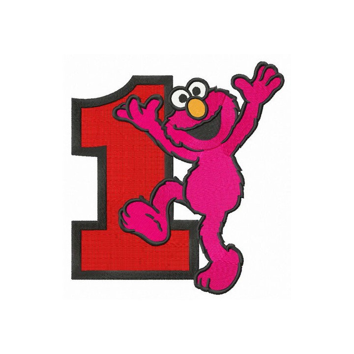Happy Elmo number 1 embroidery design - Embroidery Design