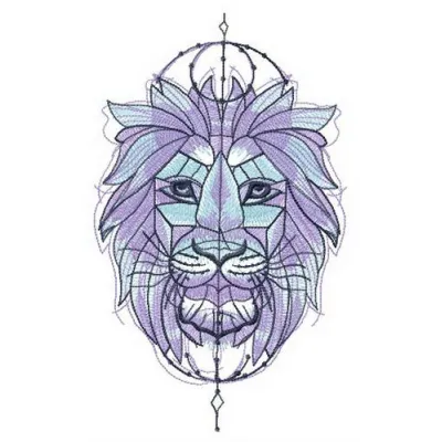 Symmetrical lion embroidery design, showcasing intricate details and bold lines for creative stitching projects.