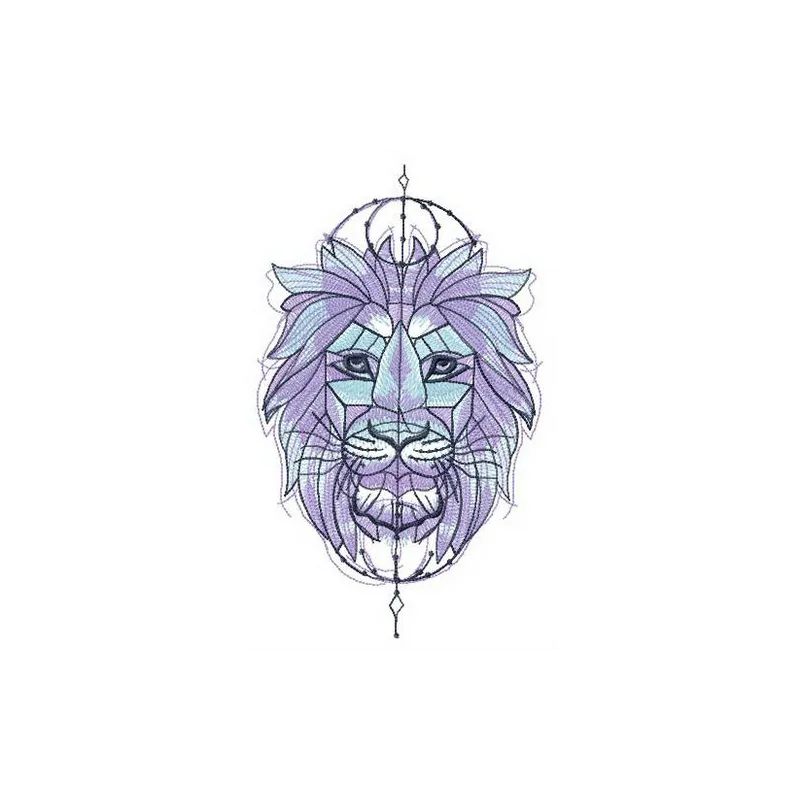 Symmetrical lion embroidery design, showcasing intricate details and bold lines for creative stitching projects.