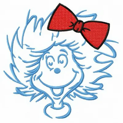 Pretty Miss Thing embroidery design inspired by Dr. Seuss, showcasing whimsical stitched motifs for creative projects.