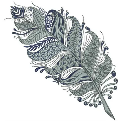 Gorgeous feather embroidery design showcased on a fabric, ideal for enhancing various stitched projects.