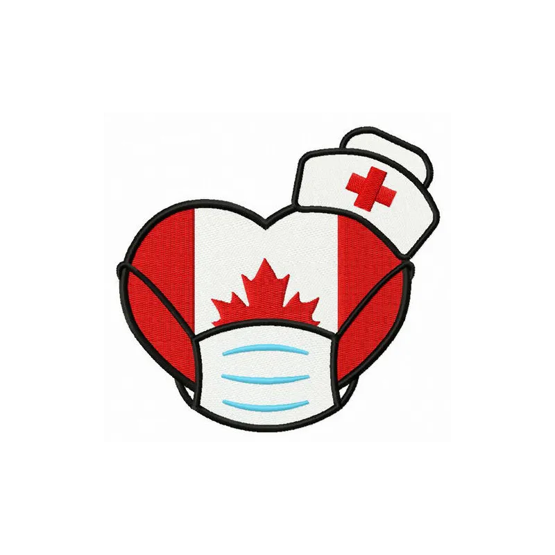 Canadian nurses embroidery design showcasing stitched motifs ideal for t-shirts and tote bags.