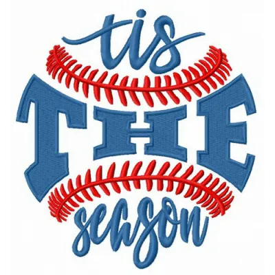 Tis the season embroidery design featuring festive lettering, ideal for holiday-themed projects and decorations.