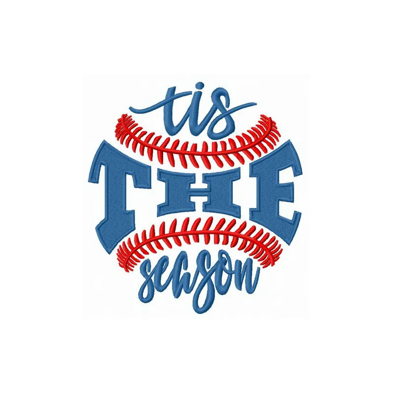 Tis the season embroidery design featuring festive lettering, ideal for holiday-themed projects and decorations.