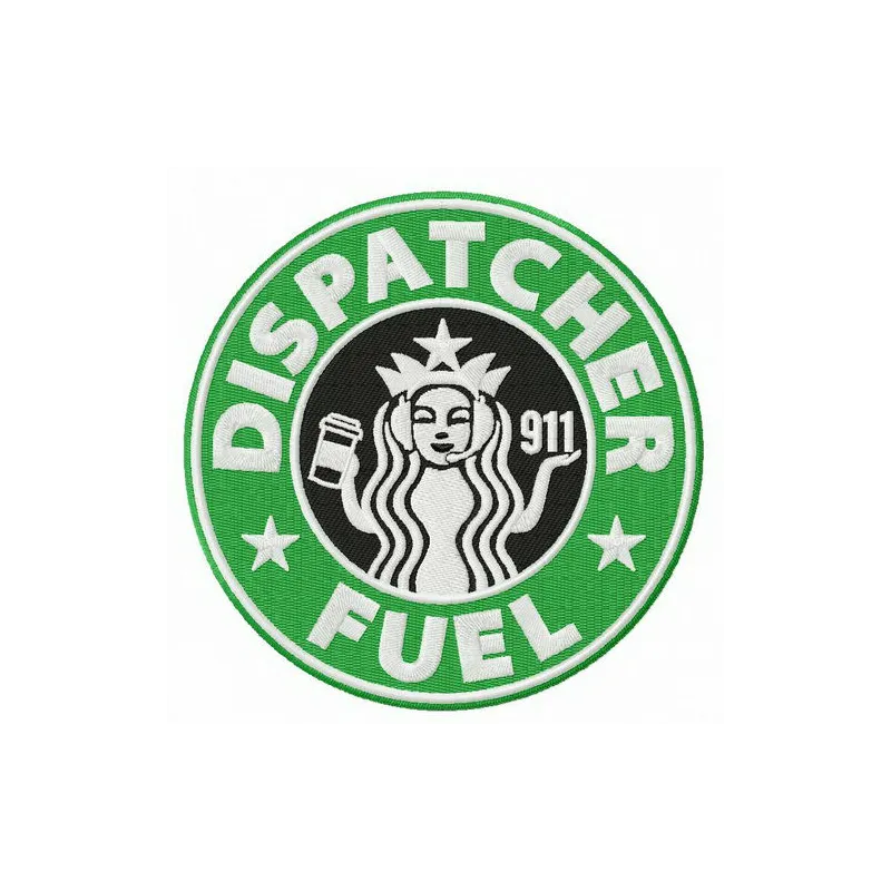 Dispatcher fuel embroidery design showcasing intricate details suitable for police and emergency services apparel.