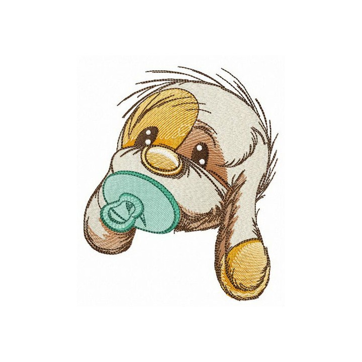 Adorable puppy with dummy embroidery design - Embroidery Design