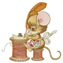 Embroidery design featuring a cute mouse writing a letter, ideal for various crafting projects.