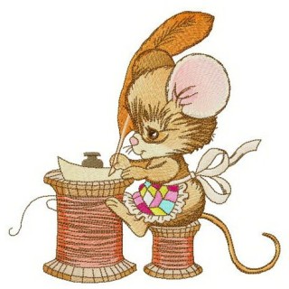 Mouse writing letter embroidery design - Embroidery Design