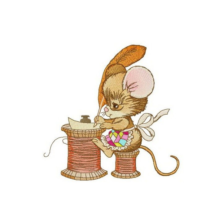 Mouse writing letter embroidery design - Embroidery Design