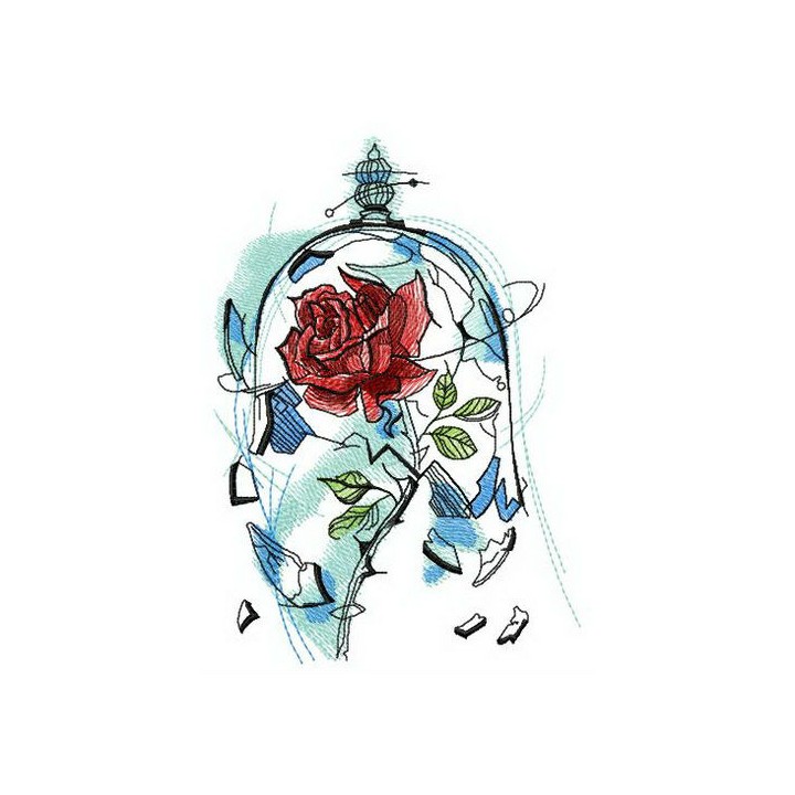 Rose breaks dome embroidery design - Embroidery Design