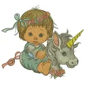 My little unicorn embroidery design featuring a whimsical unicorn motif, perfect for girls' apparel and accessories.