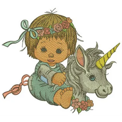 My little unicorn embroidery design featuring a whimsical unicorn motif, perfect for girls' apparel and accessories.