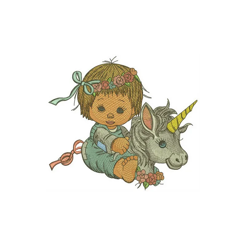 My little unicorn embroidery design featuring a whimsical unicorn motif, perfect for girls' apparel and accessories.