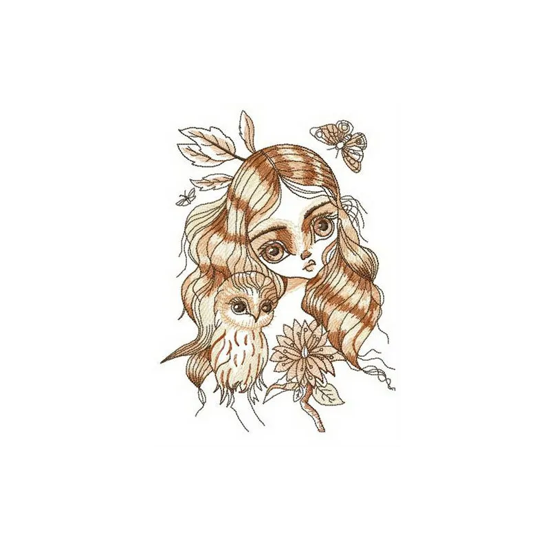 Forest kid embroidery design featuring playful woodland motifs perfect for stitching on clothing and accessories.