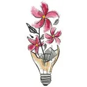 Flower in light bulb embroidery design showcasing a vibrant floral motif, perfect for creative stitching projects.