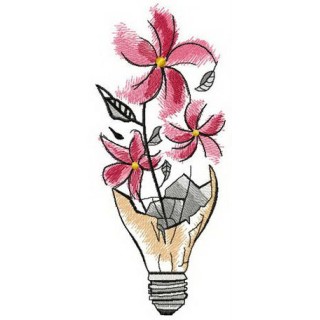 Flower in light bulb embroidery design - Embroidery Design