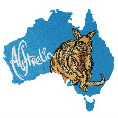 Preview of an Australian Kangaroo embroidery design featuring intricate stitching patterns for crafting.