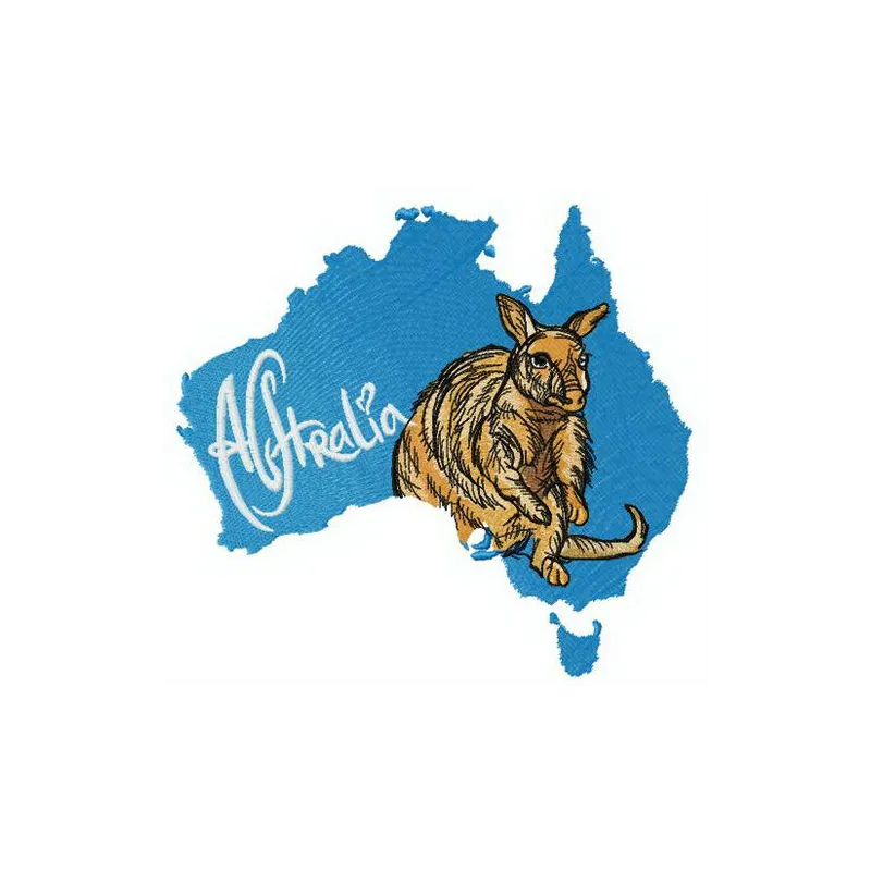 Preview of an Australian Kangaroo embroidery design featuring intricate stitching patterns for crafting.