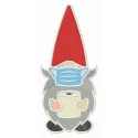 Gnome with face mask embroidery design featuring a whimsical gnome character, perfect for creative stitching projects.
