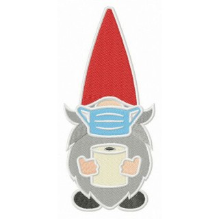 Gnome with face mask embroidery design - Embroidery Design