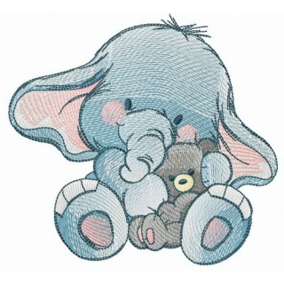 Even elephants love teddy bears embroidery design - Embroidery Design