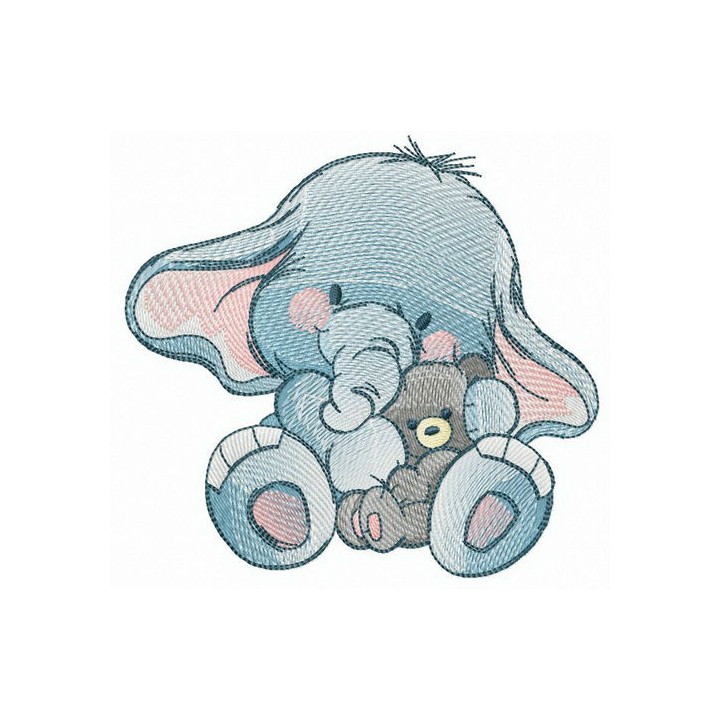 Even elephants love teddy bears embroidery design - Embroidery Design