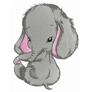 Shy elephant embroidery design - Embroidery Design