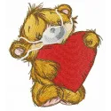 Embroidery design of a teddy bear wearing a medical mask, perfect for creative stitching projects.