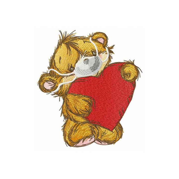 Bear with medical mask embroidery design - Embroidery Design