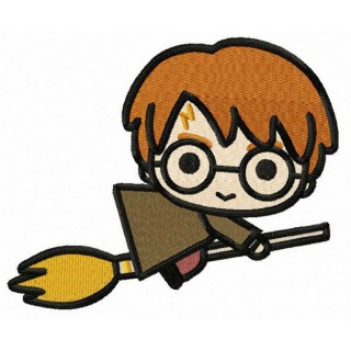 Harry flies on broomstick embroidery design - Embroidery Design