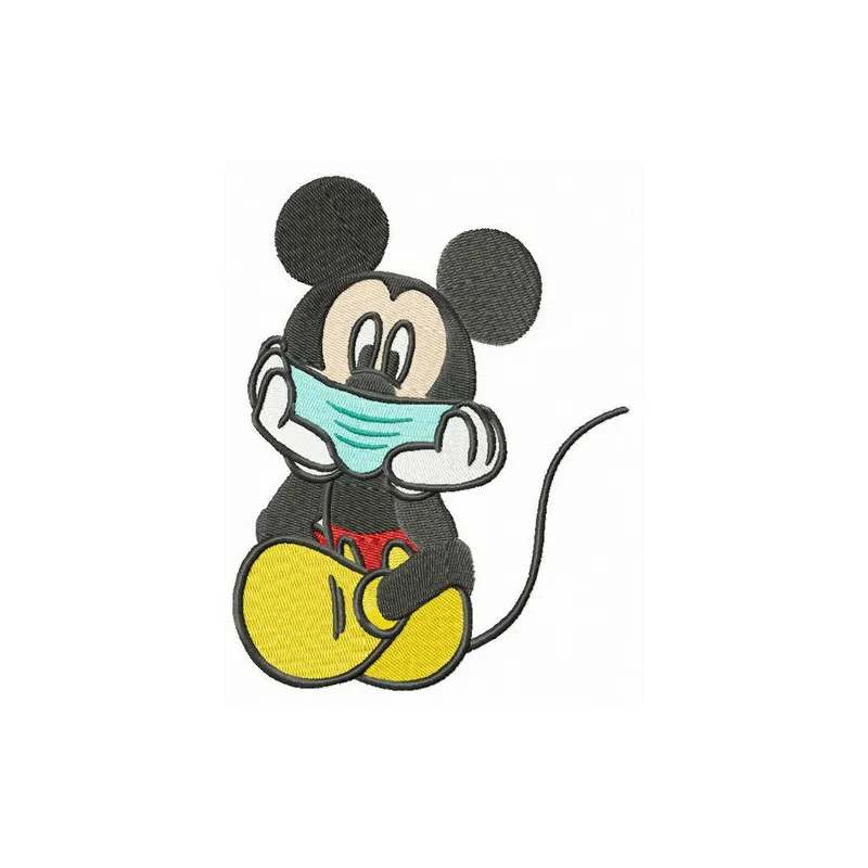Quarantine is boring embroidery design featuring Mickey Mouse, ideal for stitching on t-shirts and tote bags.