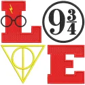 Preview of Love Harry Potter embroidery design featuring iconic elements from the beloved series.