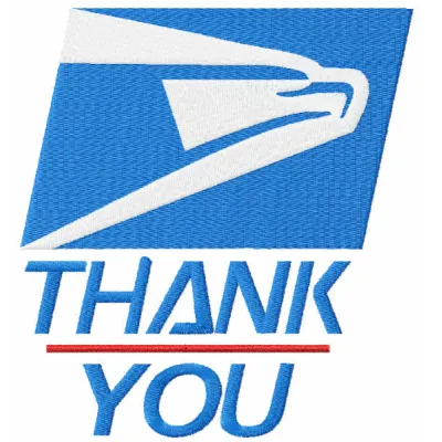 Preview of Thank You Essential Workers Delivery USPS Mail embroidery design featuring a heartfelt tribute to delivery worker…