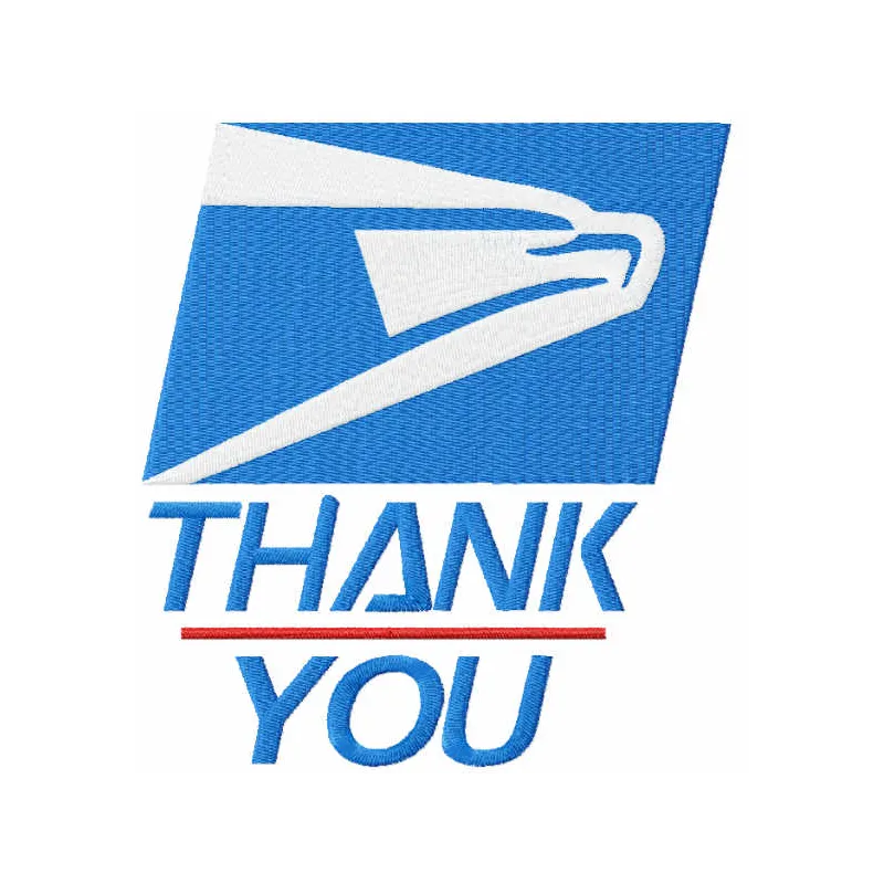Preview of Thank You Essential Workers Delivery USPS Mail embroidery design featuring a heartfelt tribute to delivery worker…