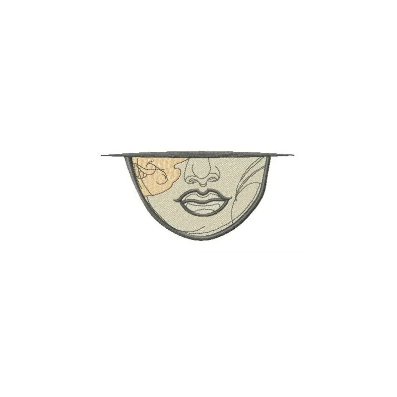 Embroidery design featuring a stylish woman's lips, perfect for creative patterns on clothing and accessories.