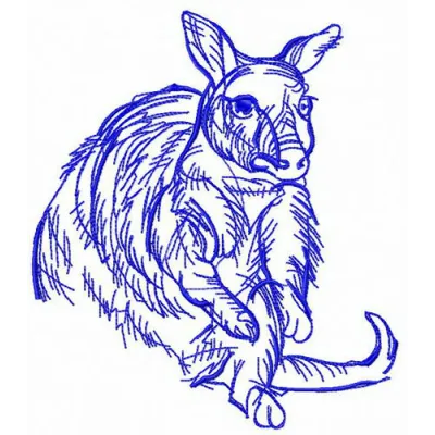 Australian kangaroo embroidery design showcasing detailed stitching for animal-themed projects.