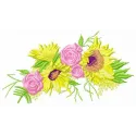 Summer wreath embroidery design featuring vibrant flowers, perfect for enhancing various fabric projects.