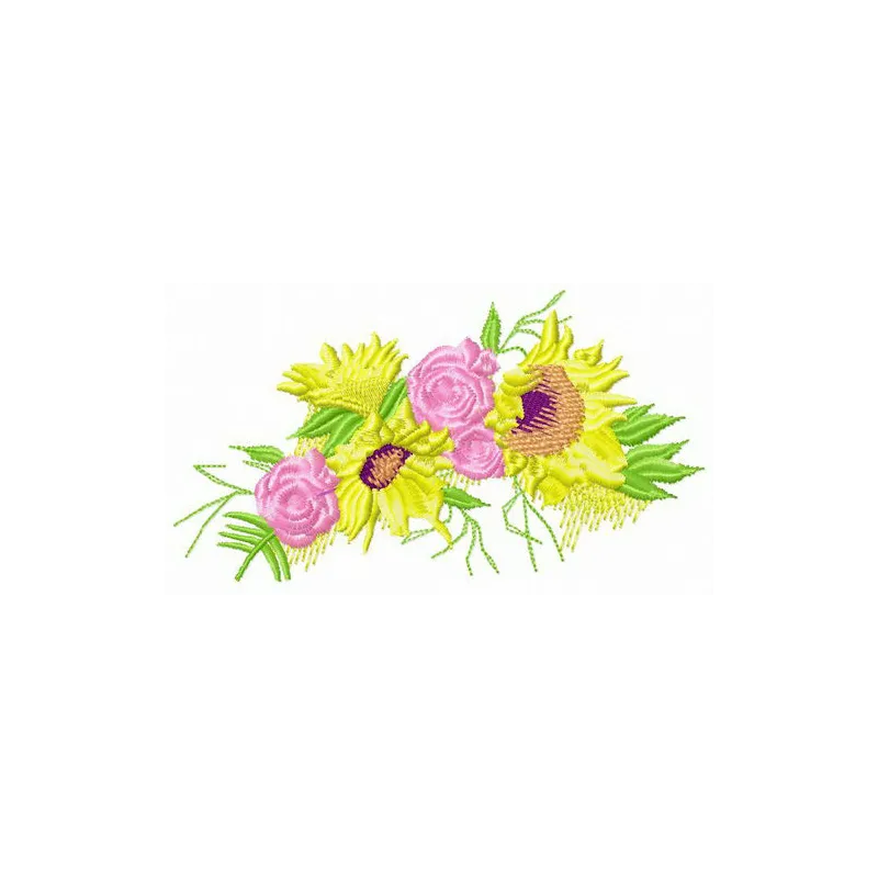 Summer wreath embroidery design featuring vibrant flowers, perfect for enhancing various fabric projects.