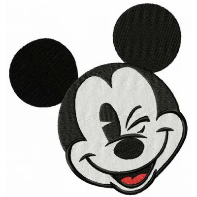 Mickey winks embroidery design featuring a playful Mickey Mouse motif, perfect for various stitching projects.